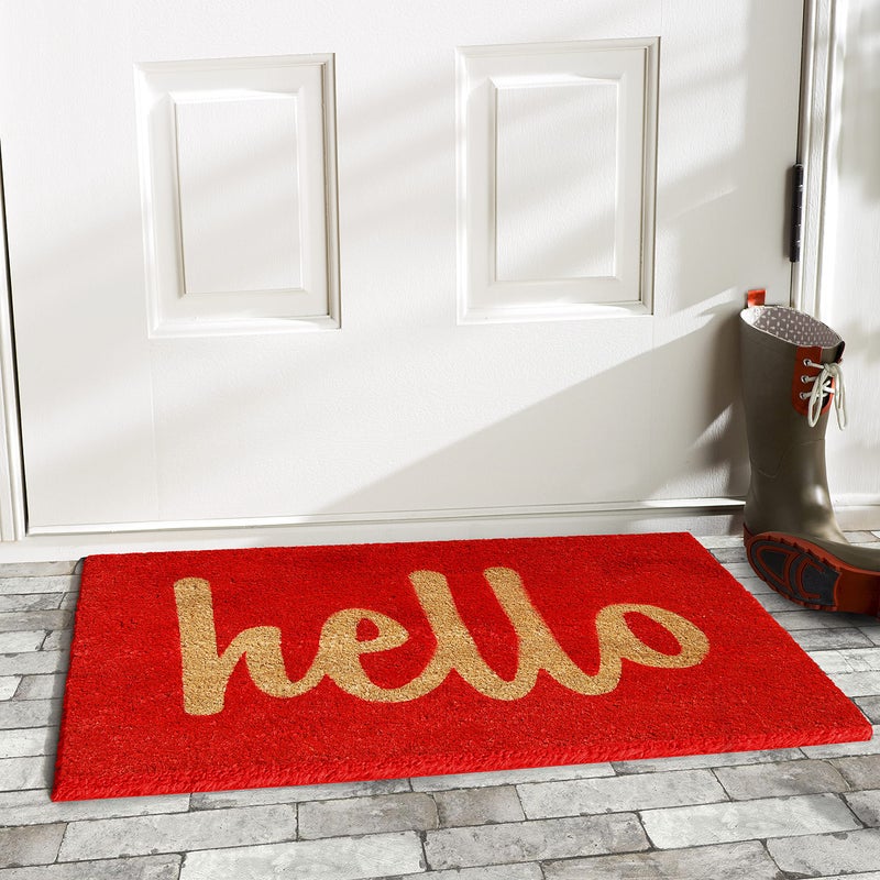 Calloway Mills 100301729RNS Script Hello Doormat, 17" x 29", Red/Natural - Image 3